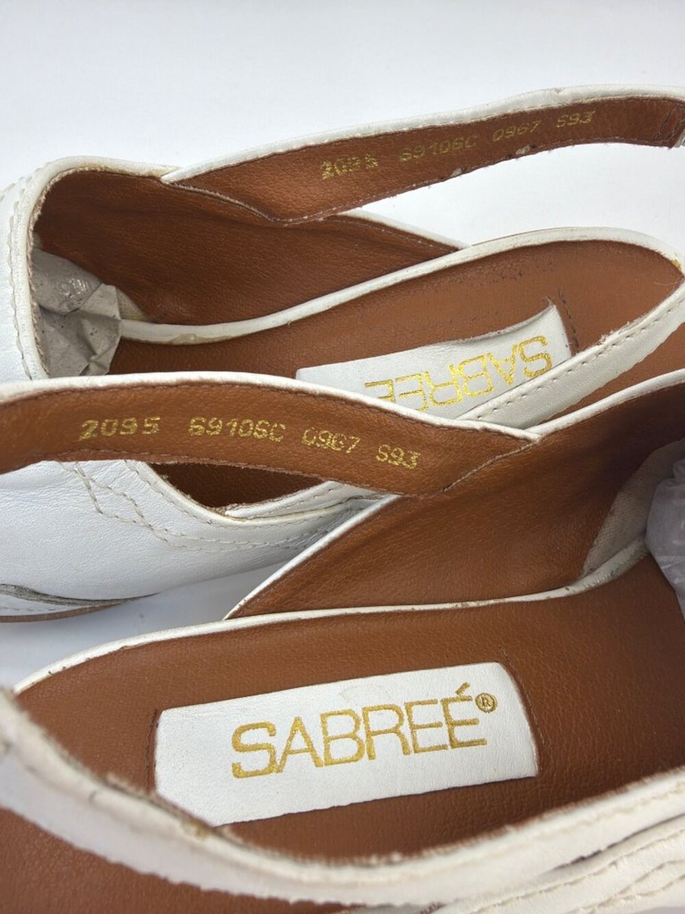 Sabree Vintage Courtney Western Mules White Leather Womens Slingback Booties 9.5 - Picture 6 of 11